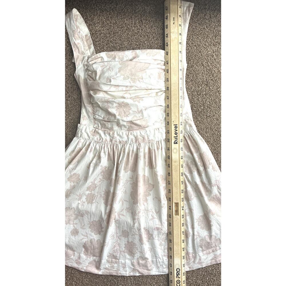 Free People Floral Open Back Ruched Mini Dress Cottagecore Coquette M - Picture 7 of 11